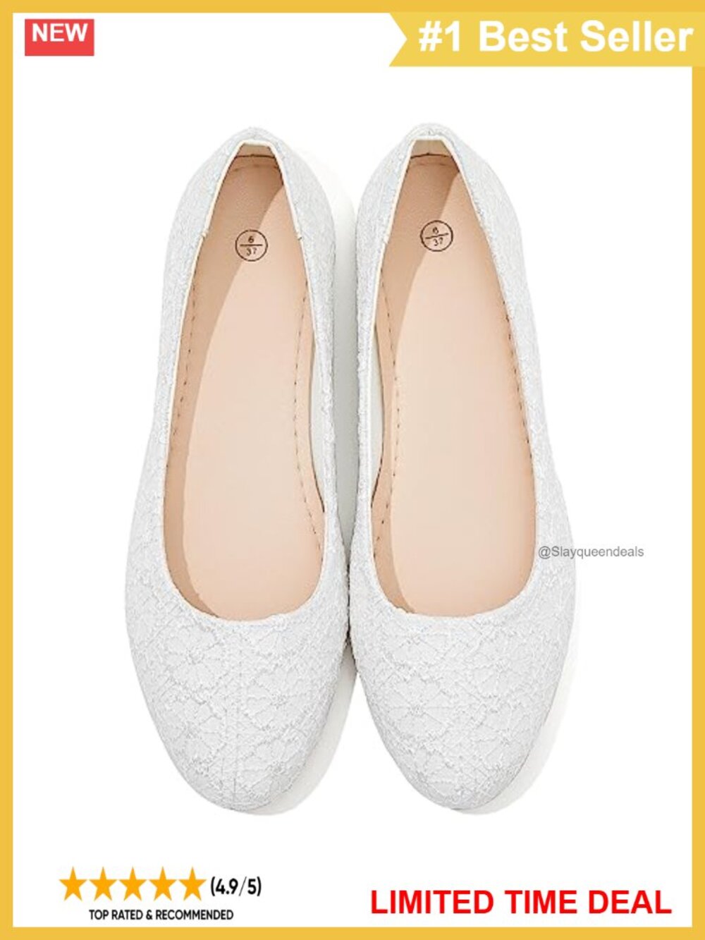 Lace Mesh Ballet Flats Round Toe Slip On Comfort Dress Shoes